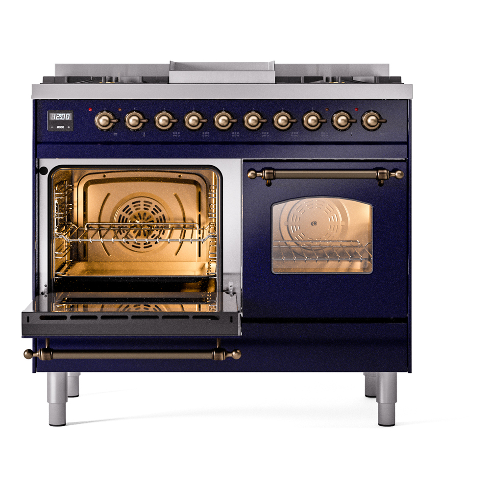 ILVE UPD40FNMPMBBLP Nostalgie II 40" Dual Fuel Range, main oven door opened