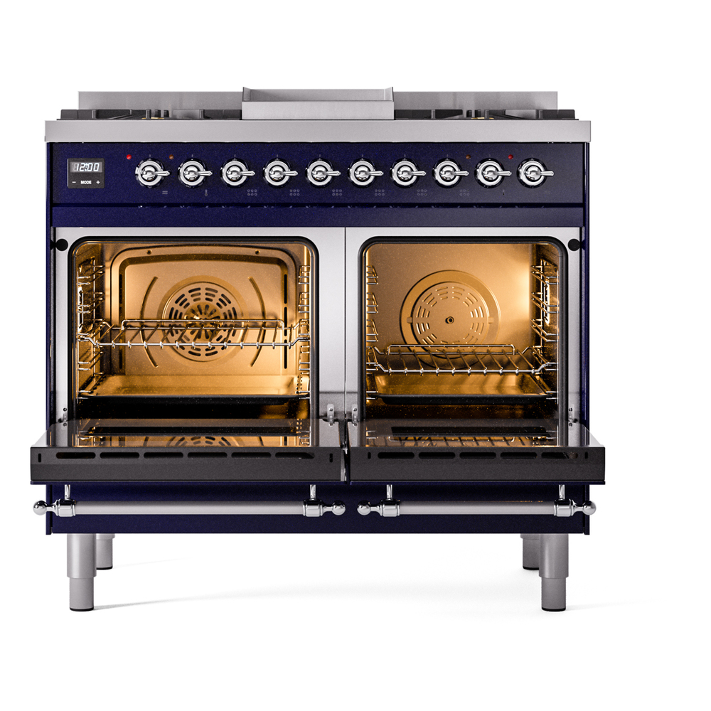 ILVE UPD40FNMPMBC Nostalgie II 40" Dual Fuel Range, oven doors opened
