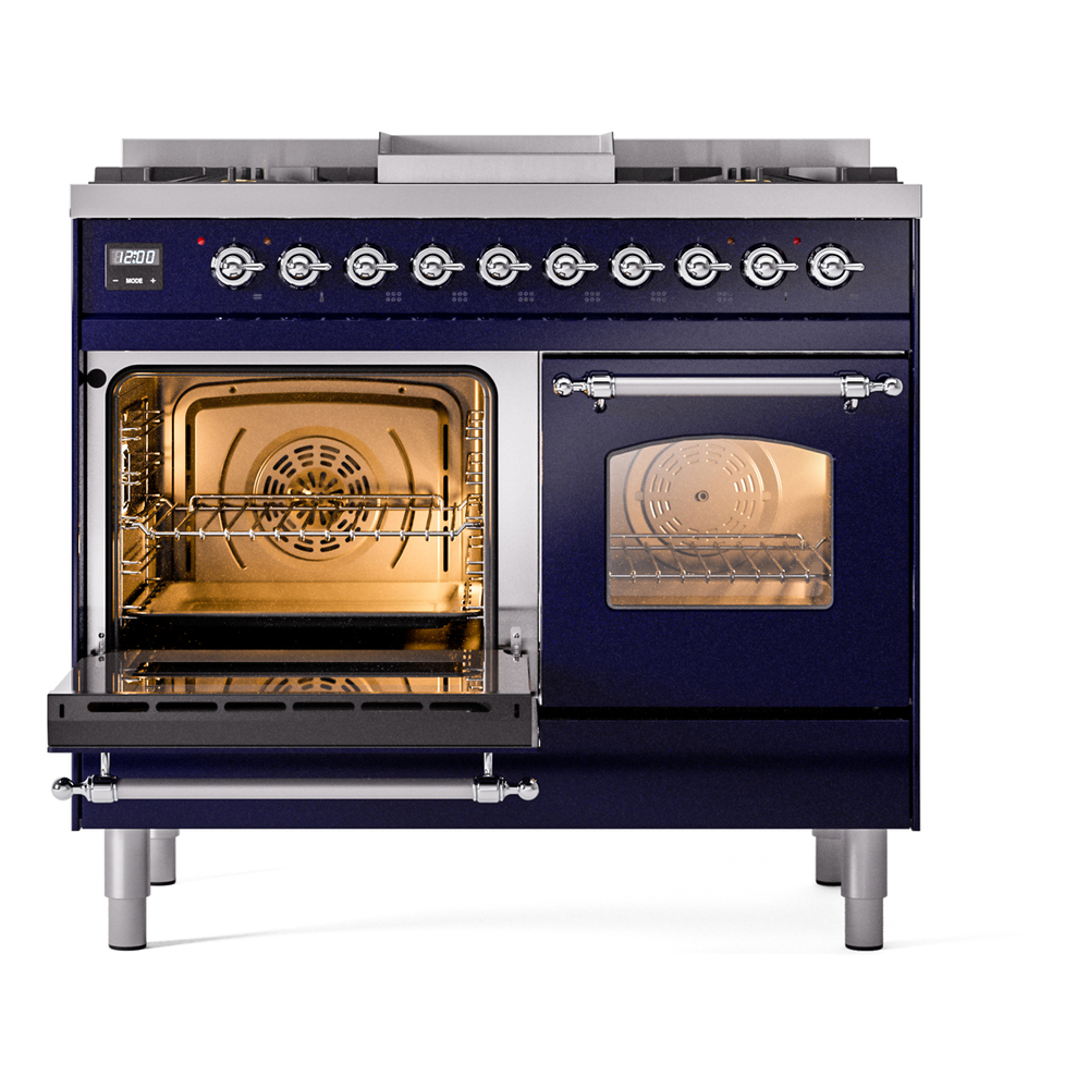 ILVE UPD40FNMPMBC Nostalgie II 40" Dual Fuel Range, main oven door opened
