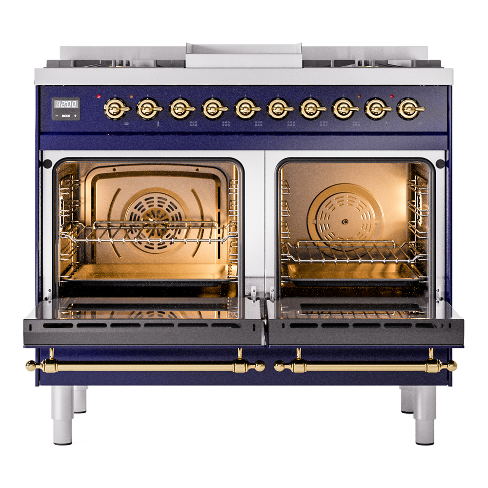 ILVE UPD40FNMPMBG Nostalgie II 40" Dual Fuel Range, oven doors opened
