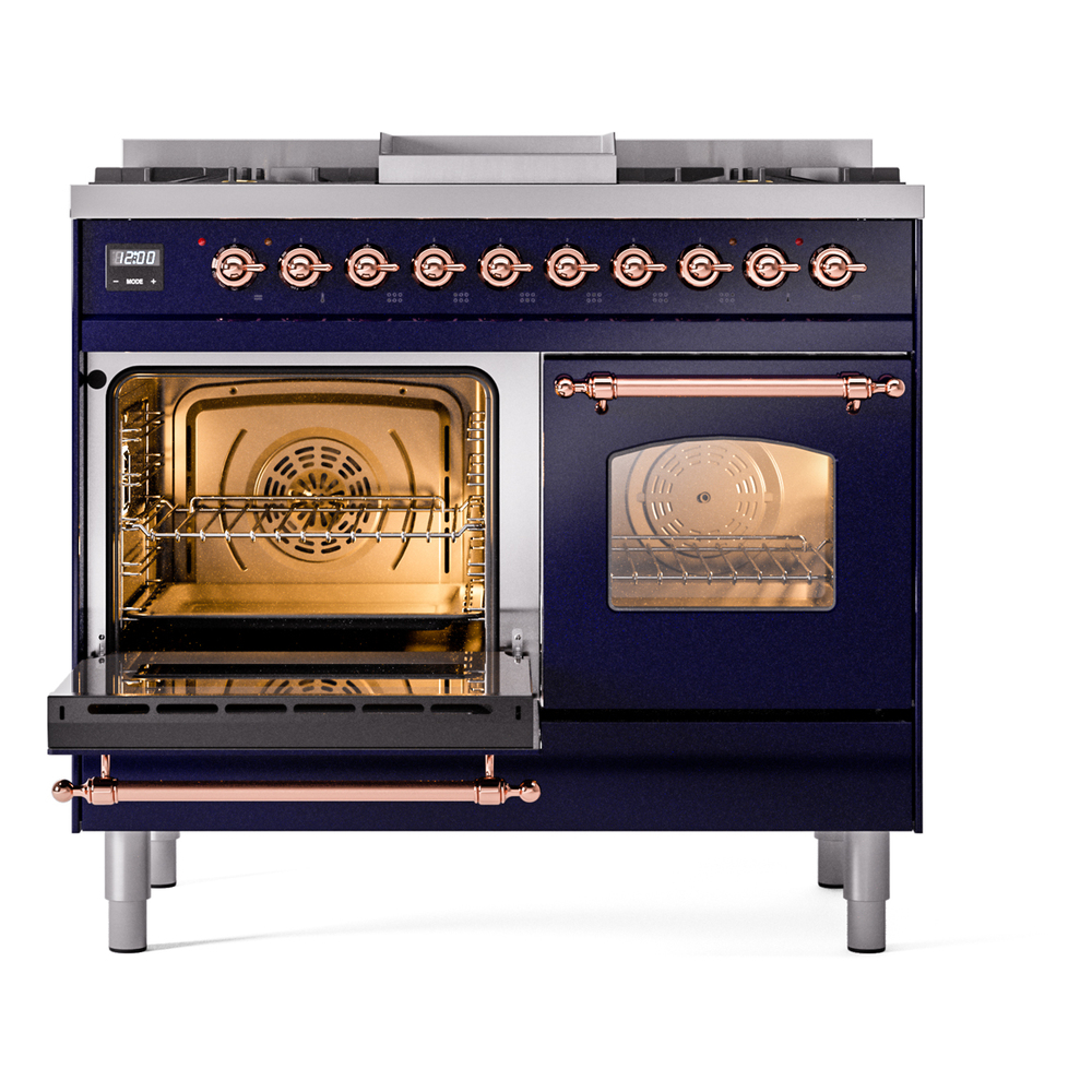 ILVE UPD40FNMPMBPLP Nostalgie II 40" Dual Fuel Range, main oven door opened