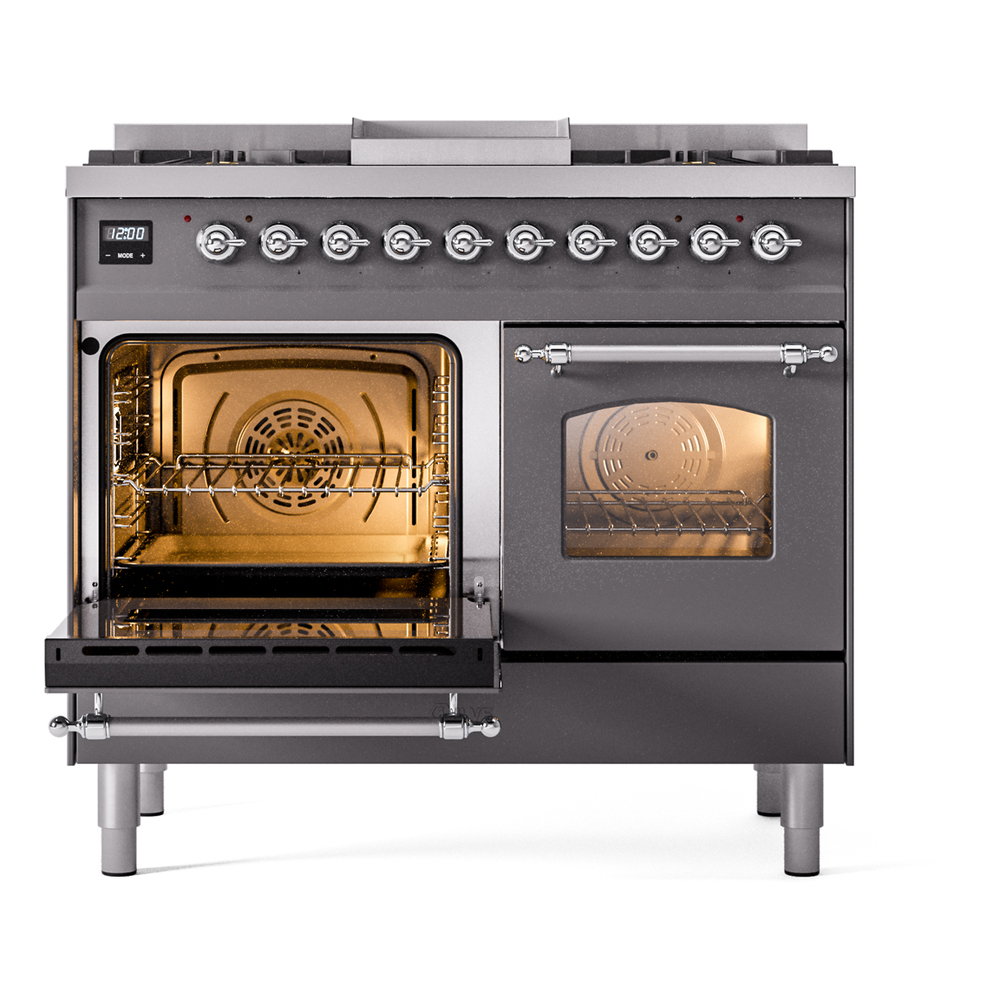 ILVE UPD40FNMPMGCLP Nostalgie II 40" Dual Fuel Range, main oven door opened