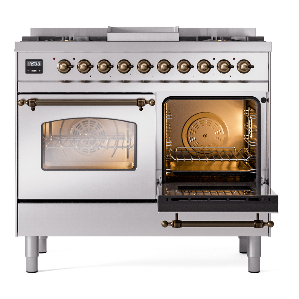 ILVE UPD40FNMPSSBLP Nostalgie II 40" Dual Fuel Range, side oven door opened