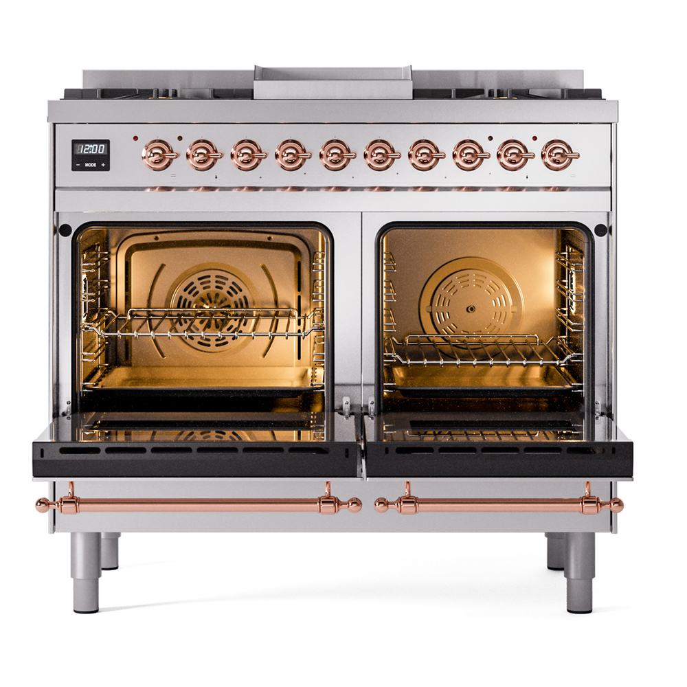 ILVE UPD40FNMPSSPLP Nostalgie II 40" Dual Fuel Range, oven doors opened