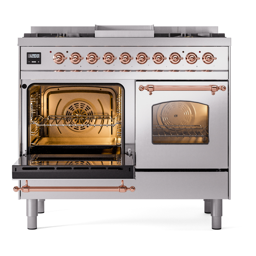 ILVE UPD40FNMPSSPLP Nostalgie II 40" Dual Fuel Range, main oven door opened