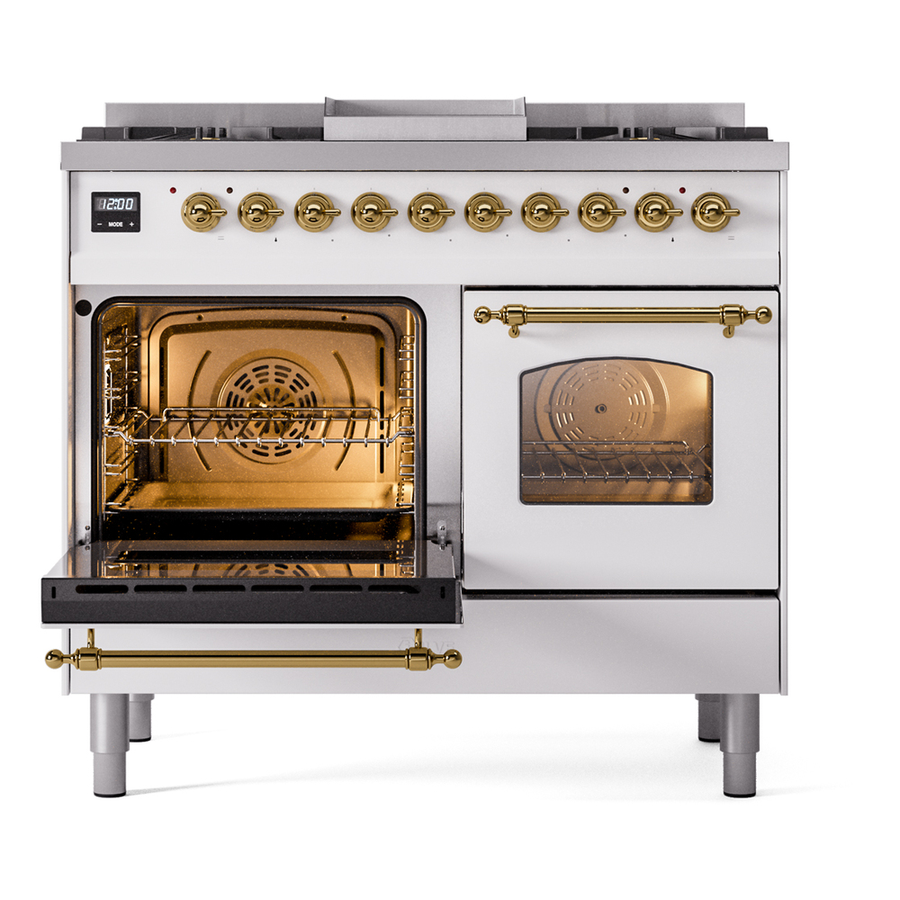 ILVE UPD40FNMPWHG Nostalgie II 40" Dual Fuel Range, main oven door opened