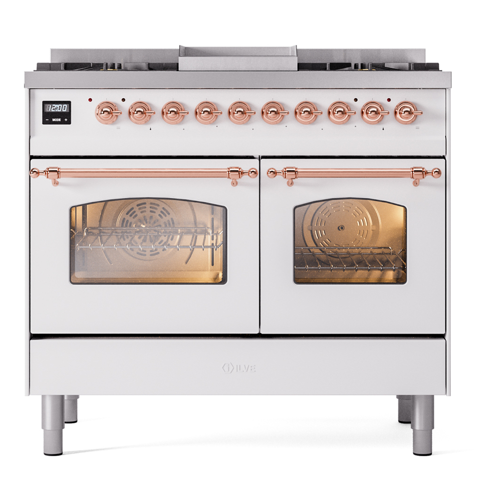 ILVE UPD40FNMPWHPLP Nostalgie II 40" Dual Fuel Range, front view