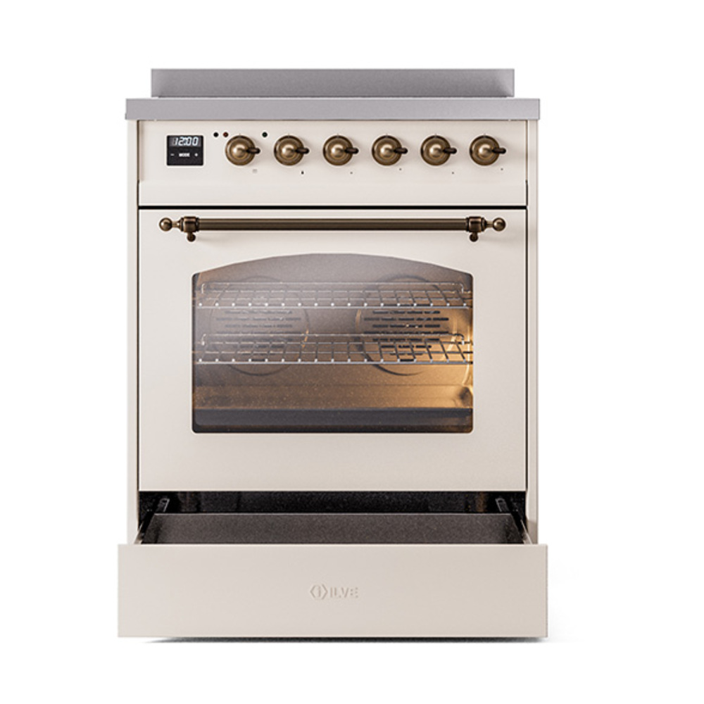 ILVE_UPI304NMPAWB_Nostalgie_II_30"_Dual_Fuel_Range_drawer_opened