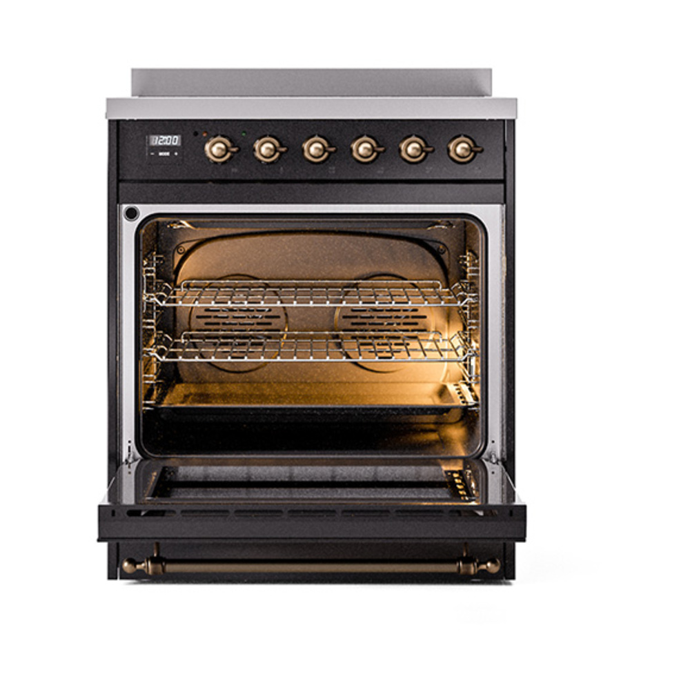 ILVE_UPI304NMPBKB_Nostalgie_II_30"_Dual_Fuel_Range_oven_door_opened