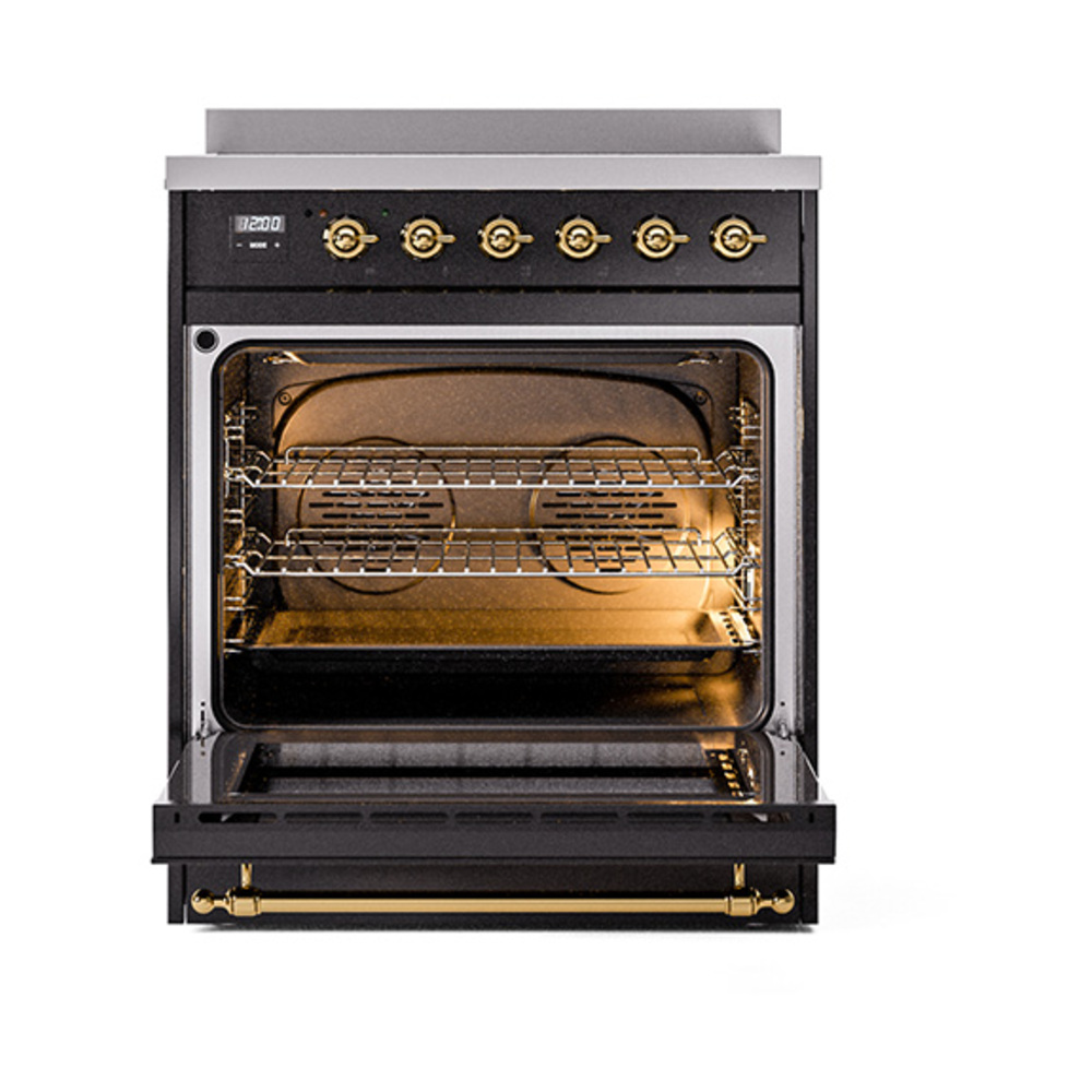 ILVE_UPI304NMPBKG_Nostalgie_II_30"_Dual_Fuel_Range_oven_door_opened