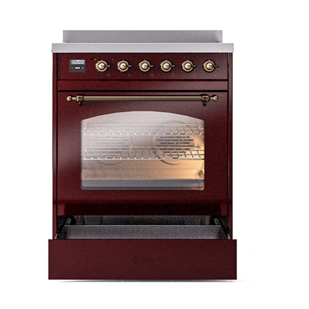 ILVE_UPI304NMPBUB_Nostalgie_II_30"_Dual_Fuel_Range_drawer_opened