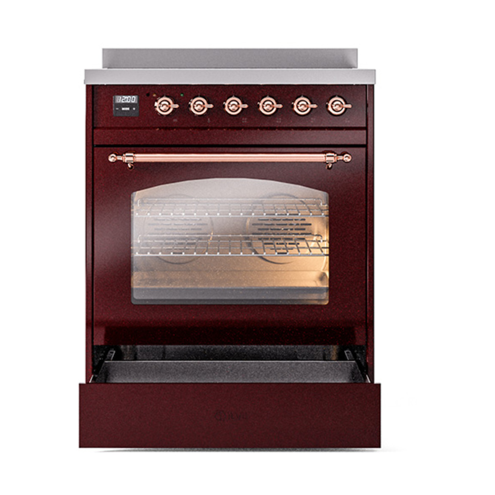 ILVE_UPI304NMPBUP_Nostalgie_II_30"_Dual_Fuel_Range_drawer_opened