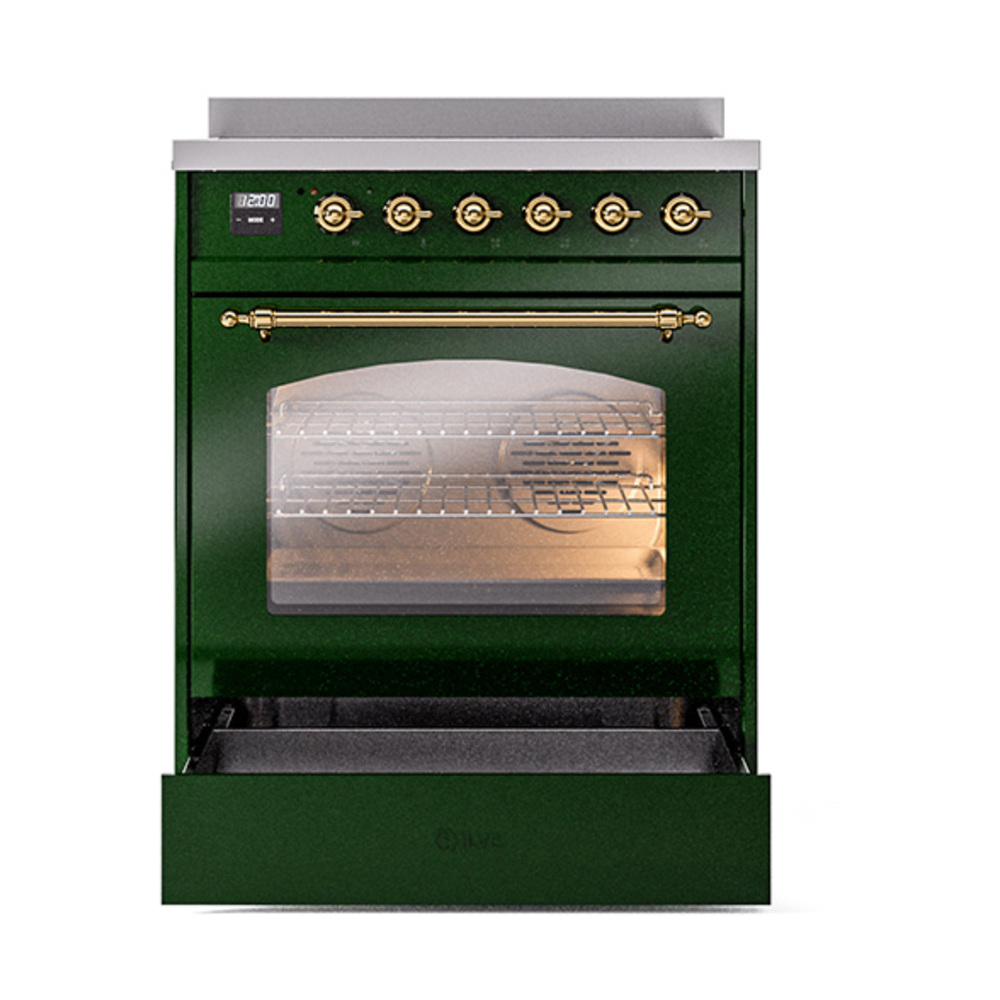 ILVE_UPI304NMPEGG_Nostalgie_II_30"_Dual_Fuel_Range_drawer_opened