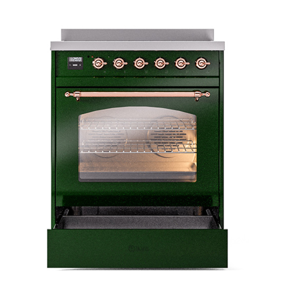 ILVE_UPI304NMPEGP_Nostalgie_II_30"_Dual_Fuel_Range_drawer_opened