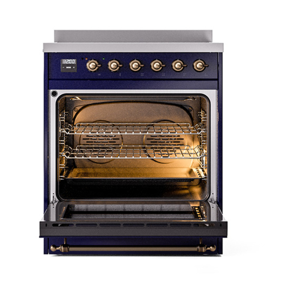 ILVE_UPI304NMPMBB_Nostalgie_II_30"_Dual_Fuel_Range_oven_door_opened