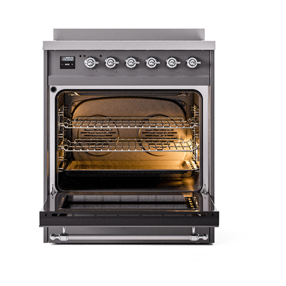 ILVE_UPI304NMPMGC_Nostalgie_II_30"_Dual_Fuel_Range_oven_door_opened