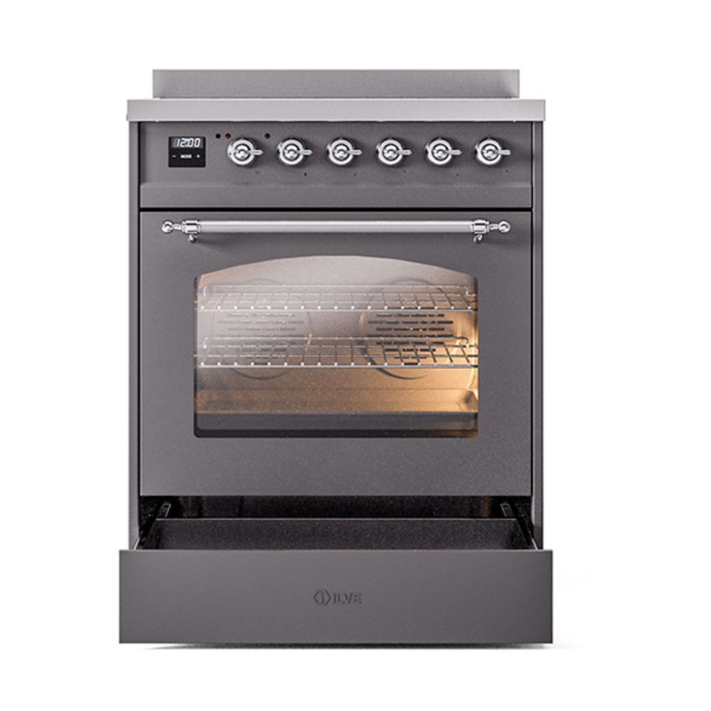 ILVE_UPI304NMPMGC_Nostalgie_II_30"_Dual_Fuel_Range_drawer_opened