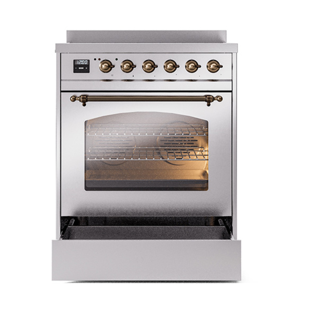 ILVE_UPI304NMPSSB_Nostalgie_II_30"_Dual_Fuel_Range_drawer_opened