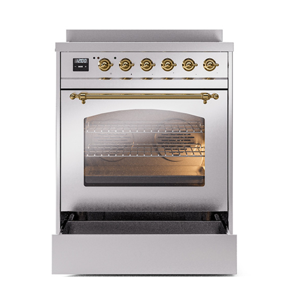 ILVE_UPI304NMPSSG_Nostalgie_II_30"_Dual_Fuel_Range_drawer_opened