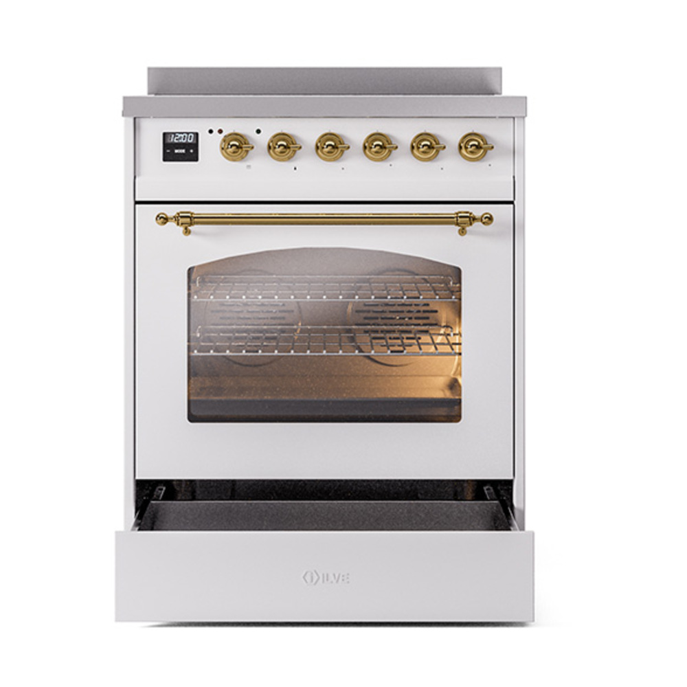ILVE_UPI304NMPWHG_Nostalgie_II_30"_Dual_Fuel_Range_drawer_opened