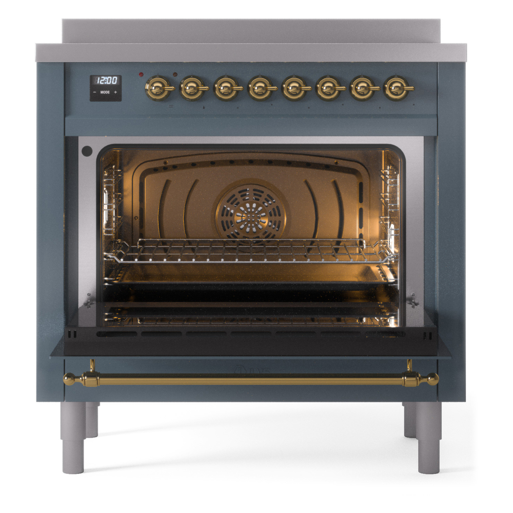ILVE UPI366NMPBGG Nostalgie II 36" Induction Range, oven door opened