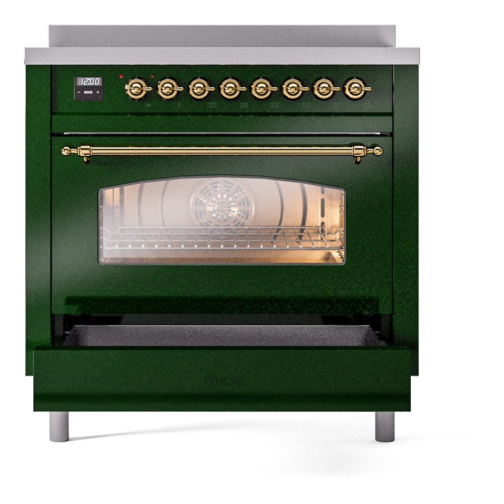 ILVE UPI366NMPEGG Nostalgie II 36" Induction Range, drawer opened