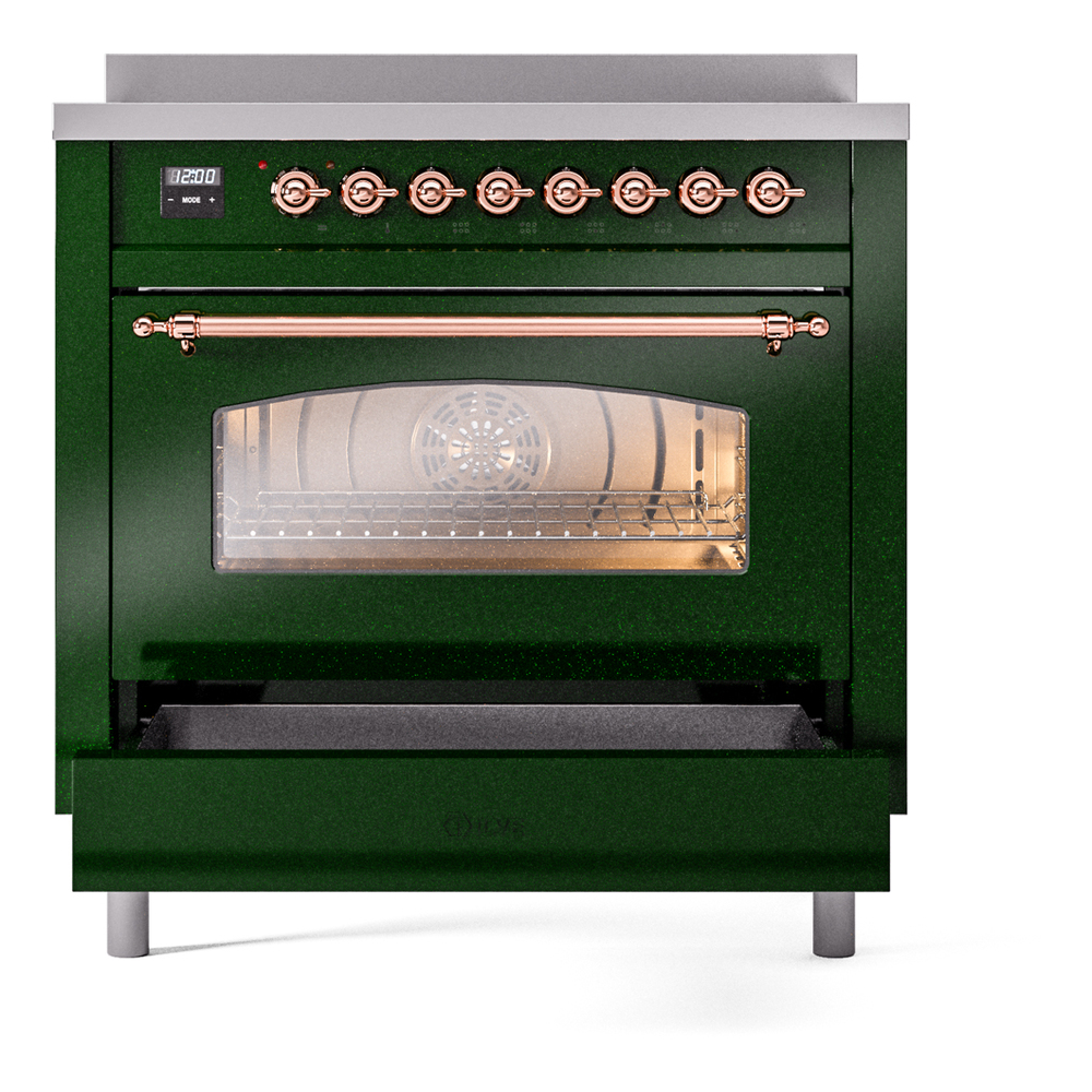 ILVE UPI366NMPEGP Nostalgie II 36" Induction Range, drawer opened
