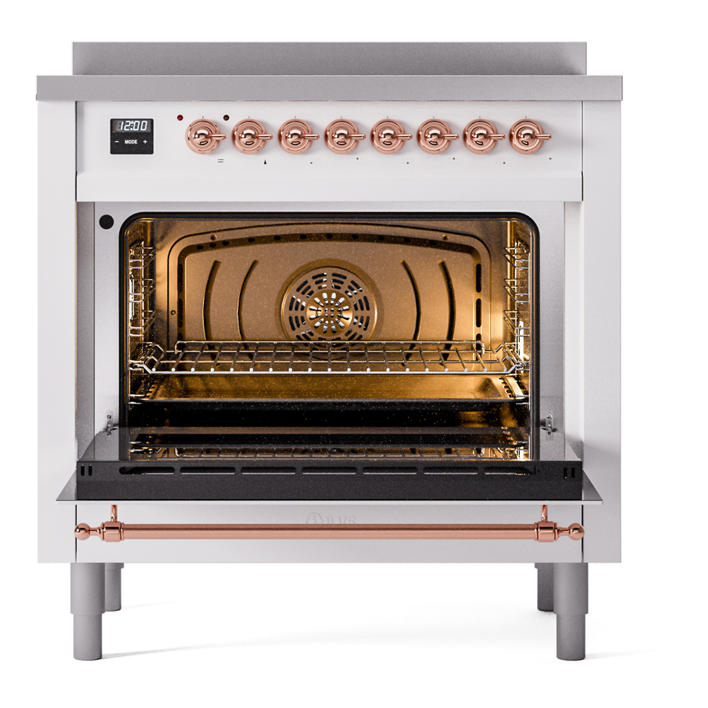ILVE UPI366NMPWHP Nostalgie II 36" Induction Range, oven door opened