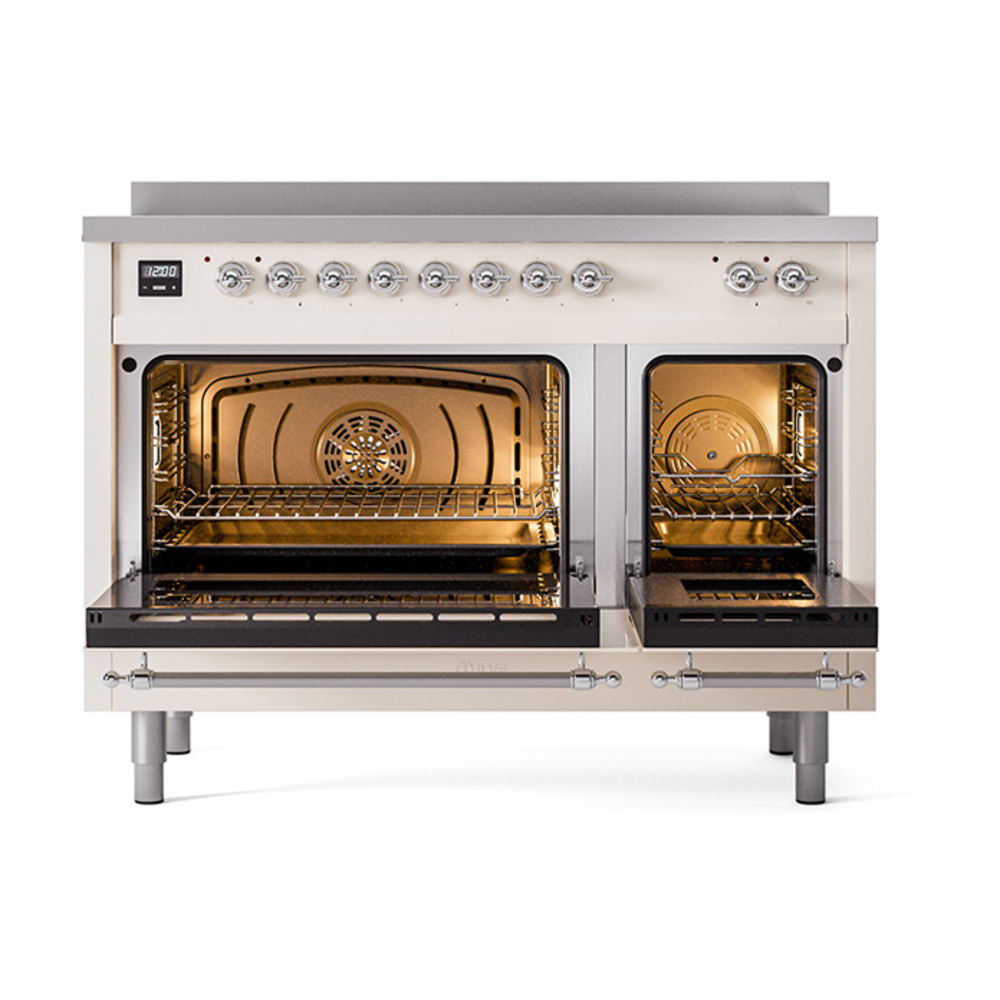 ILVE_UPI486QNMPAWC_Nostalgie_II_48"_Dual_Fuel_Range_oven_door_opened