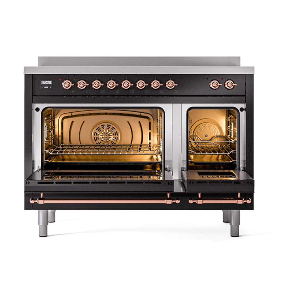 ILVE_UPI486QNMPBKP_Nostalgie_II_48"_Dual_Fuel_Range_oven_door_opened