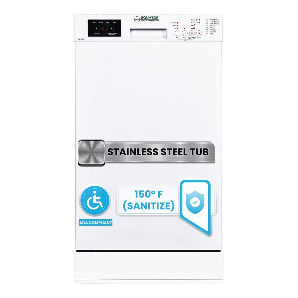 Equator WB1840 18 inch Built-In Dishwasher with 10 Place Settings, Touch Button Control Panel, Rinse-Aid Indicator, Automatic Temperature Control
