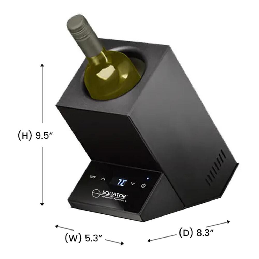 Equator WR001 5 inch Single Bottle Chiller Wine-Champagne-Water, Adjustable Temp, Touchpad Controls, RV Connection Cord, 1 Bottle Capacity