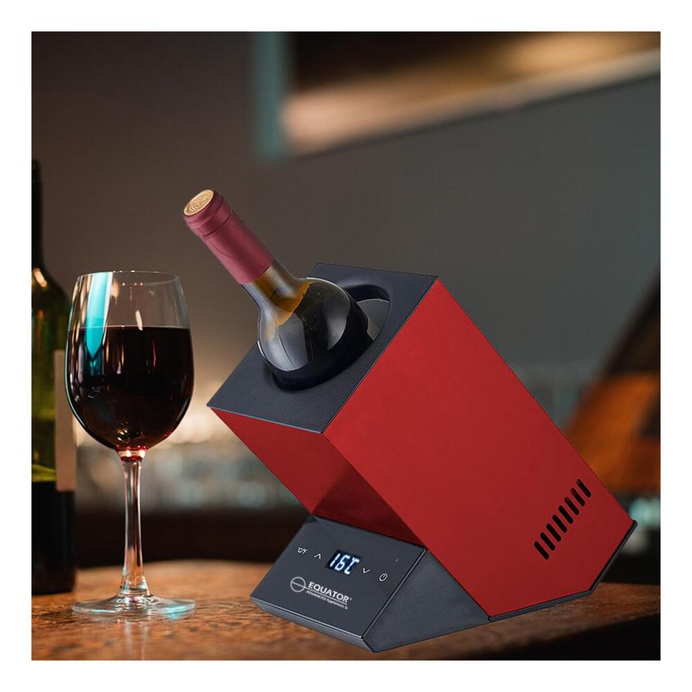 Equator WR001 5 inch Single Bottle Chiller Wine-Champagne-Water, Adjustable Temp, Touchpad Controls, RV Connection Cord, 1 Bottle Capacity