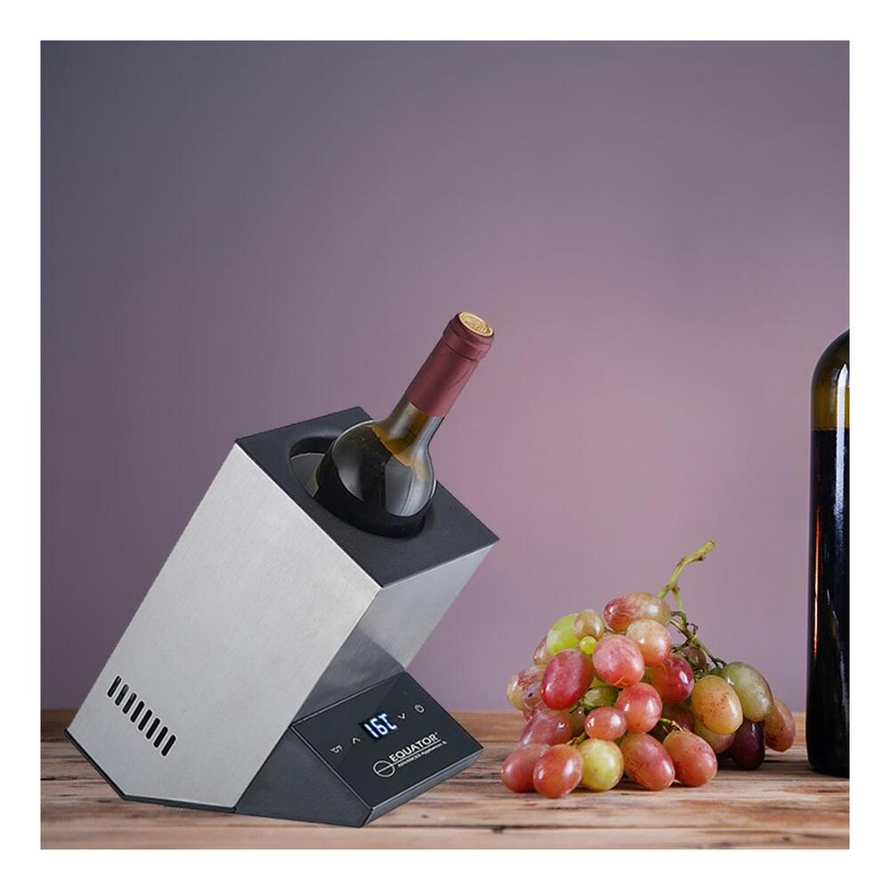 Equator WR001 5 inch Single Bottle Chiller Wine-Champagne-Water, Adjustable Temp, Touchpad Controls, RV Connection Cord, 1 Bottle Capacity