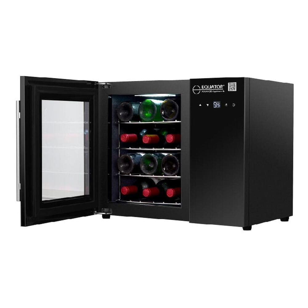 Equator WR12 22 inch 12 Bottle Freestanding Wine Refrigerator, LED Display, Auto Defrost, Touchpad Controls, in Black