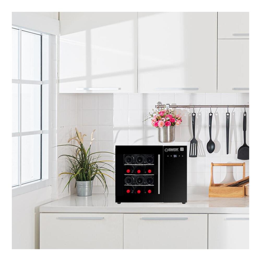 Equator WR12 22 inch 12 Bottle Freestanding Wine Refrigerator, LED Display, Auto Defrost, Touchpad Controls, in Black