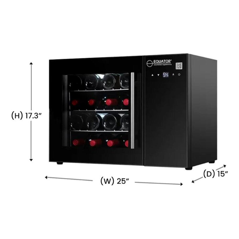 Equator WR16 25 inch 16 Bottle Freestanding Wine Refrigerator, Compressor Cooling, Touchpad Controls, LED Display, in Black