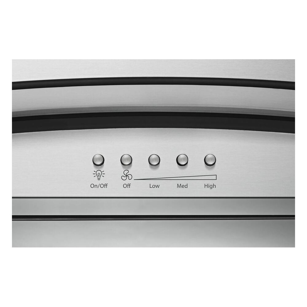 Whirlpool WVI75UC6DS 36 Inch Glass Island Mount Range Hood with 400 CFM, Push Button Control, LED Lighting, Grease Filter, 49 dBA Noise Level in Stainless Steel