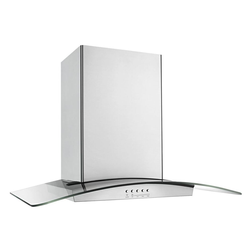 Whirlpool WVI75UC6DS 36 Inch Glass Island Mount Range Hood with 400 CFM, Push Button Control, LED Lighting, Grease Filter, 49 dBA Noise Level in Stainless Steel