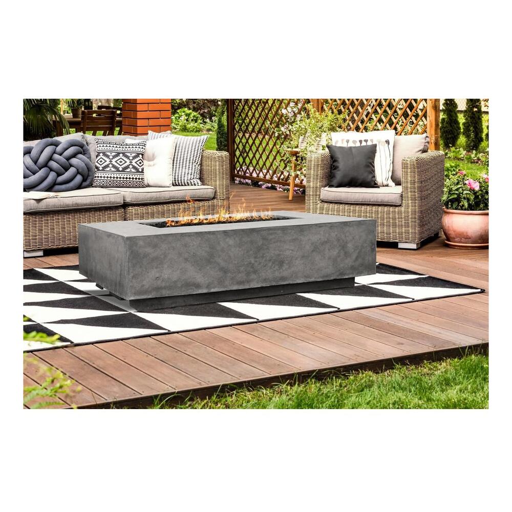 XO XOFREC6032GR 60 inch Rectangular Gas Fire Table, 65,000 BTU, Warmth & Ambiance, Handcrafted, The Perfect Centerpiece, in Dark Gray