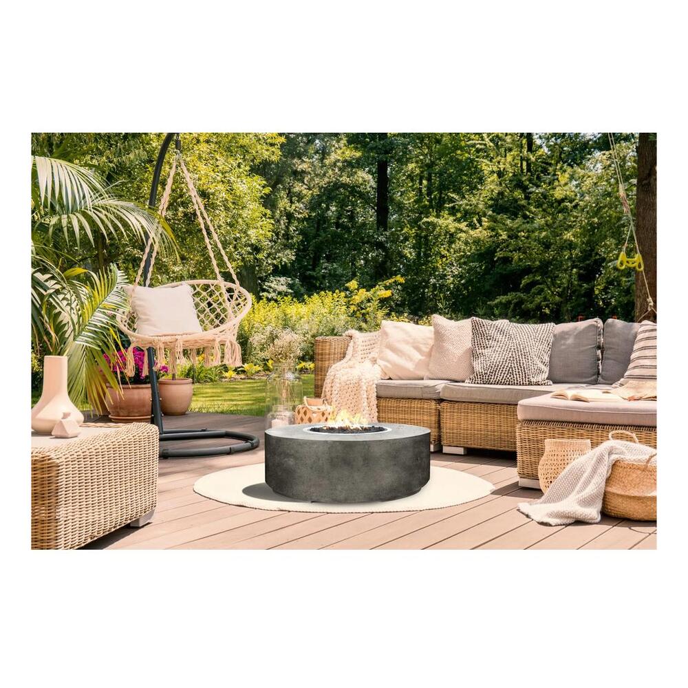 XO XOFRND36GR 36" Round Gas Fire Table, The Perfect Centerpiece, Handcrafted, Warmth & Ambiance, in Dark Gray