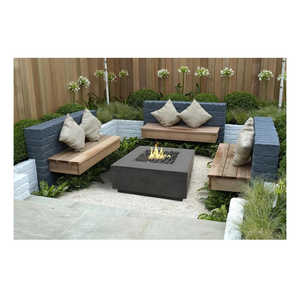 XO XOFSQR3636GR 36" Square Gas Fire Table, The Perfect Centerpiece, Handcrafted, Warmth & Ambiance, in Dark Gray
