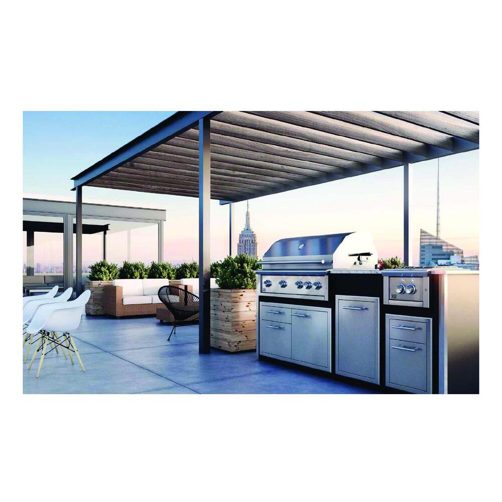 XO XOGOK42V1 93 inch Pro-Grade Designer Pre-Assembled Island, Cooking Zones, Cast Stainless Burners, Flame Thrower Ignition