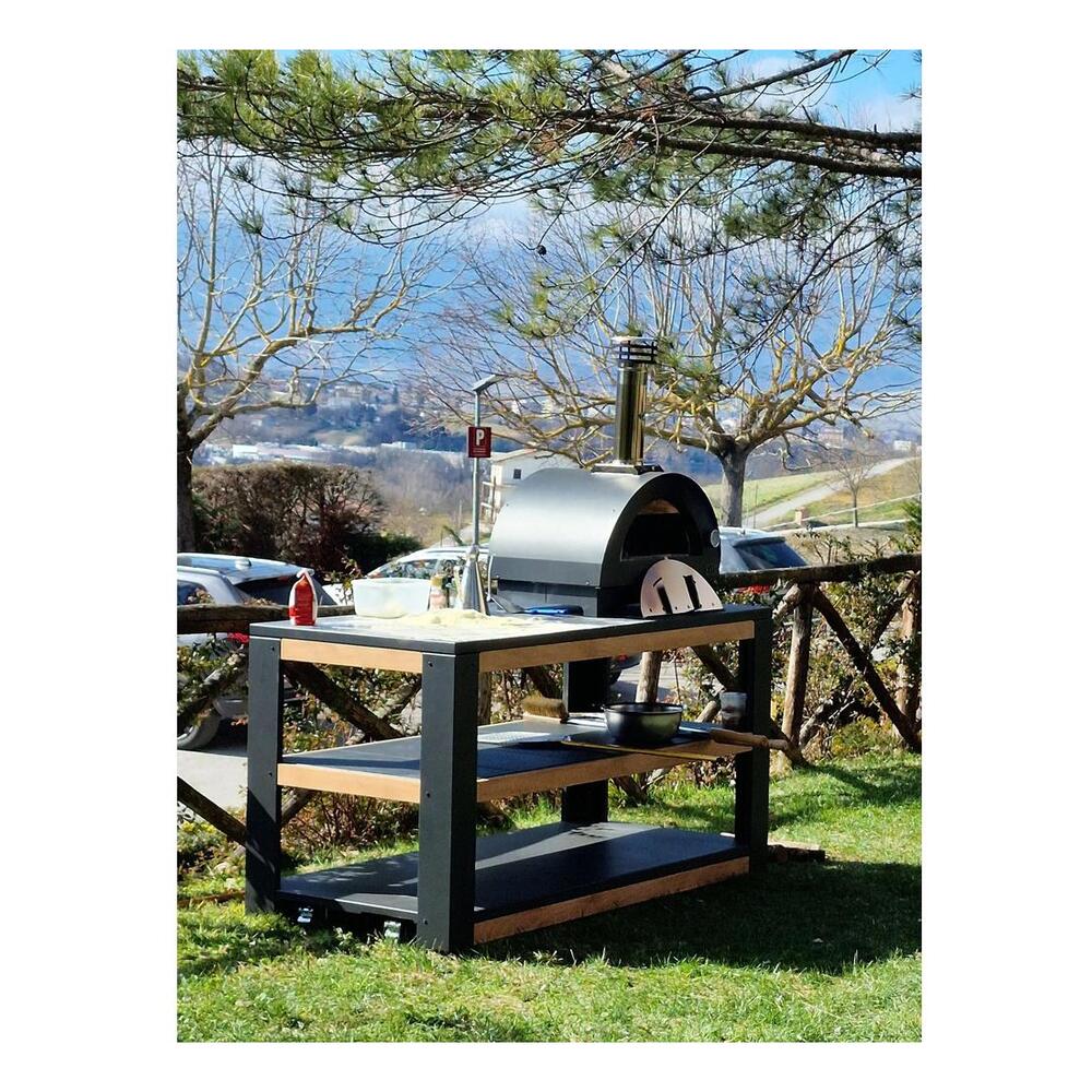 XO XOPIZZA1 28 inch Pizza Oven, Stainless Steel Chimney, Designed and Crafted, Temperature Gauge, Refractory Ceramic Floor, in Stainless Steel