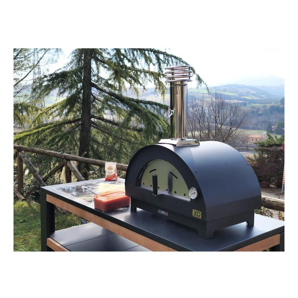 XO XOPIZZA1 28 inch Pizza Oven, Stainless Steel Chimney, Designed and Crafted, Temperature Gauge, Refractory Ceramic Floor, in Stainless Steel