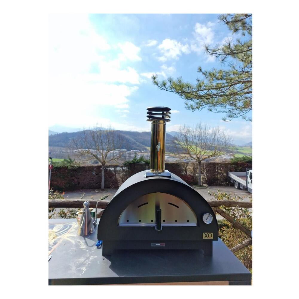 XO XOPIZZA1 28 inch Pizza Oven, Stainless Steel Chimney, Designed and Crafted, Temperature Gauge, Refractory Ceramic Floor, in Stainless Steel