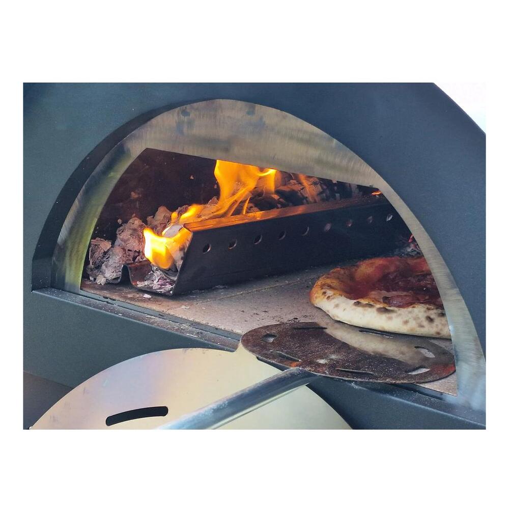 XO XOPIZZA1 28 inch Pizza Oven, Stainless Steel Chimney, Designed and Crafted, Temperature Gauge, Refractory Ceramic Floor, in Stainless Steel