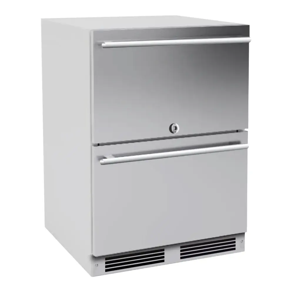XO XOU24ORDS 24 inch Outdoor Beverage Refrigerator Drawers with 5.2 cu. ft. Capacity, Cold Convenience, Elegant Tri-Color Illumination, Holds Tall Bottles, in Stainless Steel