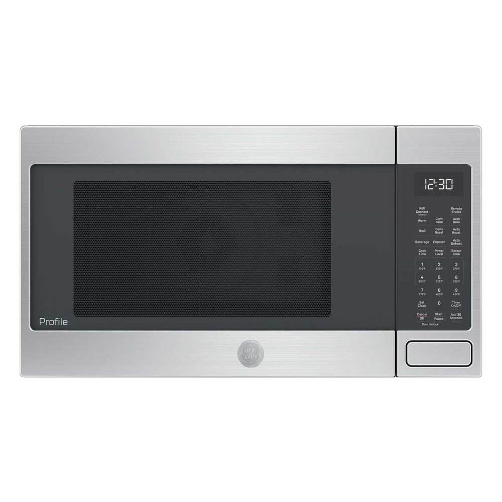 GE Profile Built-In Microwave Bundle with PCWK15C1WSS 22 Inch Smart Microwave with 1.5 cu. ft Capacity, Child Lock, Wi-Fi Connect, Sensor Cook + JX9152SJSS 27 Inch Built-In Trim Kit