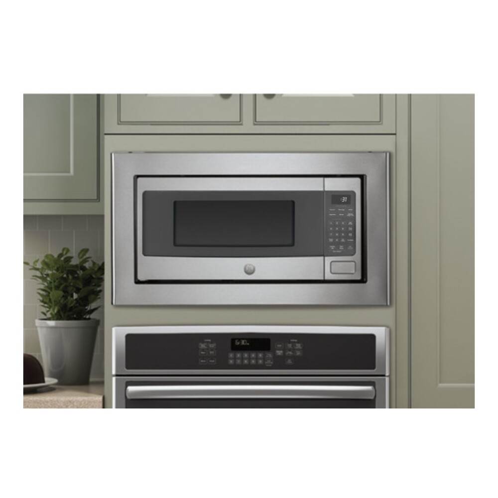 GE Profile 27 inch Built-In Microwave Bundle PCHK11S1WSS 24 inch Microwave with 1.1 cu. ft. Capacity + JX827SFSS 27 Inch Deluxe Trim Kit
